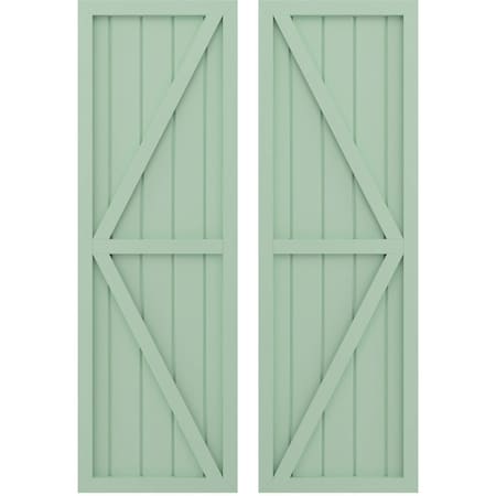 Americraft 5-Board Wood 2 Equal Panel Frmd Board-n-Batten Shutters W/ Dubl Z-Bar, ARW102BF518X53SGH